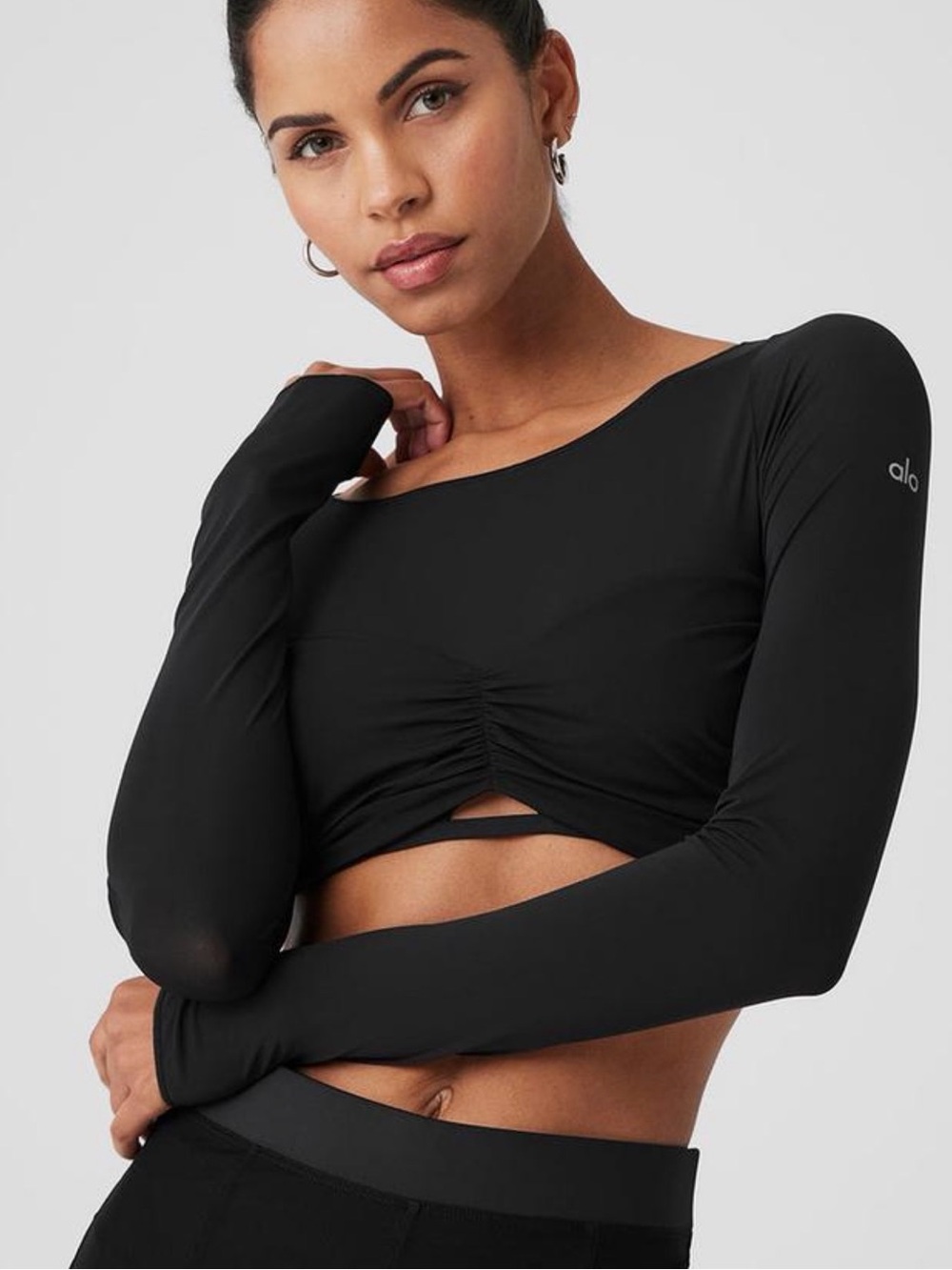 ALO Yoga Mesh Sheer Illusion Cropped Long Sleeve